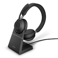 Jabra Evolve2 65 MS Stereo Bluetooth Headset Includes USB-C Dongle  Chargin Stand Passive Noise-cancellation 2ys Warranty