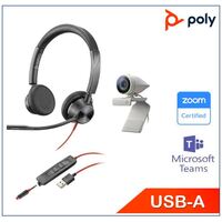 Poly Studio P5 and Blackwire 3325 work from home bundle Exceptional camera optics Brilliant colors auto low-light compensation high-quality audio