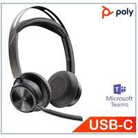 Plantronics Poly Voyager Focus 2 UC Headset  Teams USB-C No Stand Active Noise Canceling Acoustic Fence Stereo Sound Dynamic Mute Alert