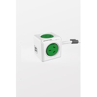 ALLOCACOC POWERCUBE Extended 4 Outlets Power Board with 2 USB 1.5 Meter Extension Cord, 240V, 10A - Green (0091) 5400/5420 (5400AUEUPCGRN)