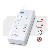 Sansai 4 Outlet 3xUSB-A  1xUSB-C Powerboard Master On Off switch Surge and overload protected Fast charging 1M 20W 220-240V 10A IV Retail box