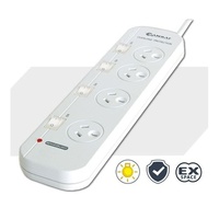 Sansai 4 Way Powerboard 4 Outlet 10A 240V Individually Switched 2 extra spaced sockets 1M Length