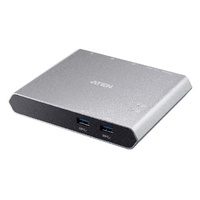 Aten Sharing Switch 2x2 USB-C 2x Devices 2x USB 3.2 Gen2 Ports Power Passthrough Remote Port Selector Plug and Play