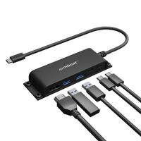 mbeat Mountable 5-Port USB-C Hub - Supports 4K HDMI video out and 60W Power Delivery Charging with 2  USB3.0 and 1  USB-C