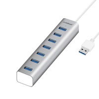 mbeat 7-Port USB 3.0 Powered Hub - USB 2.0 1.1 Aluminium Slim Design Hub with Fast Data Speeds (5Gbps) Power Delivery for PC and MAC devices