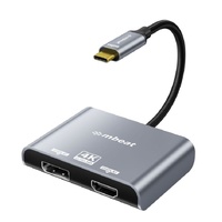 mbeat Tough Link USB-C to DPHDMI Dual 4K 60Hz MST Adapter 4K (3840x2160)   60Hz, 4K (3840x2160)   30Hz, 2K (2560x1440)   60Hz - Space Grey