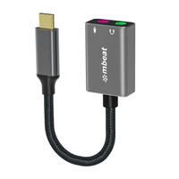 mbeat Elite USB-C to 3.5mm Audio and Microphone Adapter -  Adds Headphone Audio and Microphone Jack to USB-C Computer Tablet Smartphone Devices - Spa