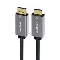 mbeat Tough Link 1.8m 4K 60Hz Display Port to HDMI Cable -  Connects DisplayPort to HDMI 4K 60Hz (38402160) Gold Plated Aluminium  Nylon Braided