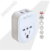 Sansai USB Travel Adaptor USB A  C 2xUSB Charging Outlets 100-240VAC 10A 2400W Compatible with plugs from many countries