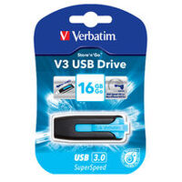 Verbatim 16GB V3 USB3.0 Blue Store inchn inchGo V3 Rectractable USB Storage Drive Memory Stick