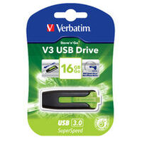 Verbatim 16GB V3 USB3.0 Green Store inchn inchGo V3 Rectractable USB Storage Drive Memory Stick