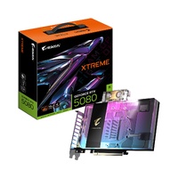 Gigabyte GV-N5080AORUSX WB-16GD. GeForce RTX 5080, CUDA 10752, 16 GB. GDDR7,  PCI-E 5.0, 850W, HDMI 2.1b x1