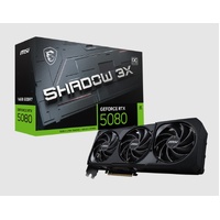 MSI nVidia GeForce RTX 5080 16G SHADOW 3X OC, Boost: 2640 MHz, 16GB GDDR7, DisplayPort x 3, HDMI x 1,